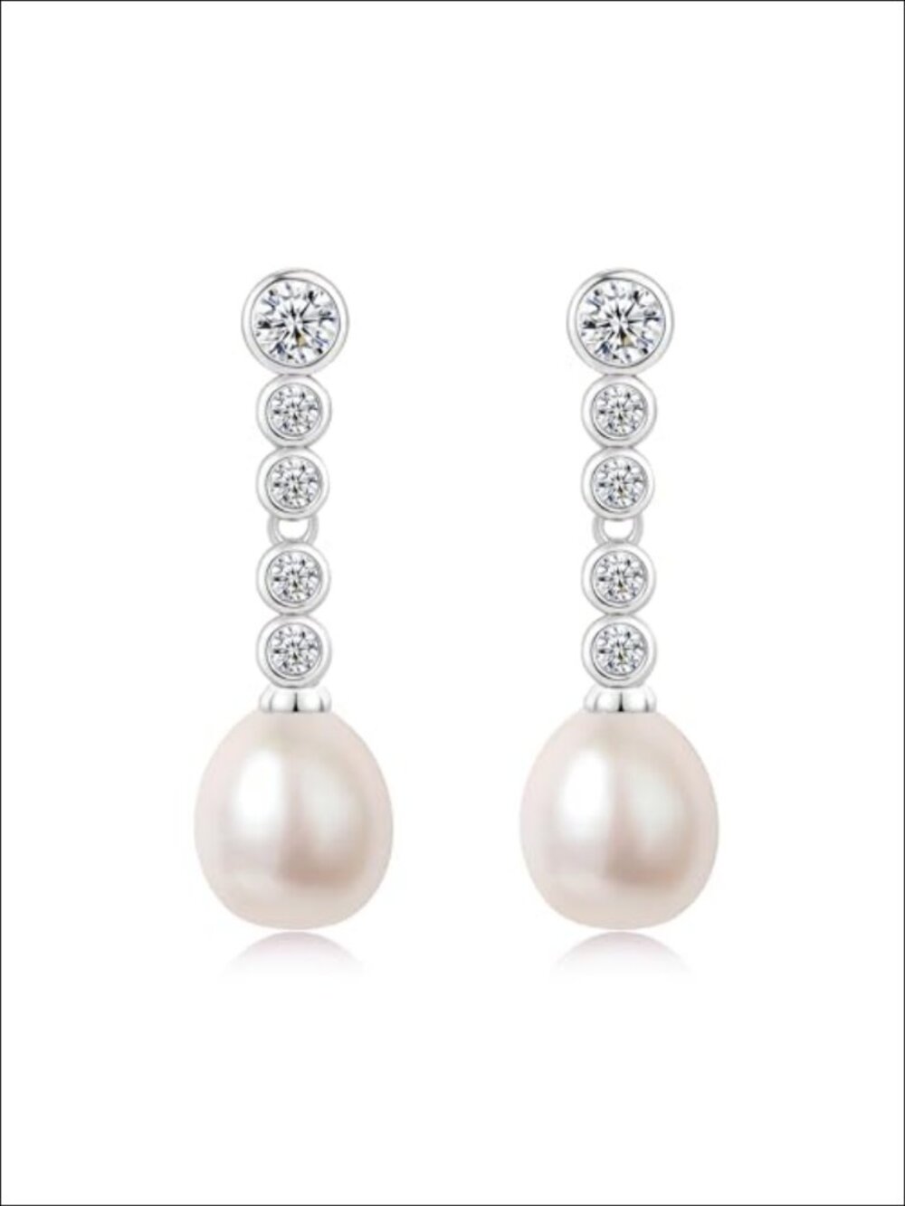Freshwater Pearl Drop Earrings Women Cubic Zirconia Sterling Silver